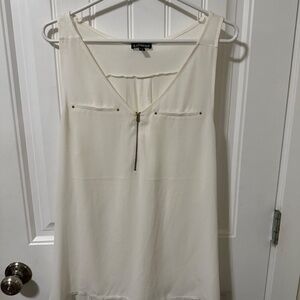 EXPRESS Ivory Sleeveless Zip Front Blouse – Size L